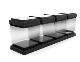 Conjunto de 04 Porta Condimento e Tempero Com Base Preto Utility