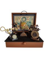 Conjunto de 05 Miniaturas de Objetos Antigos em metal com Telefone