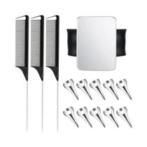 Conjunto De 10 Anéis Para Divisão De Cabelo Com Pentes De Aço, Alfinete Magnético Para Pulso E Conjunto De 10 Anéis Para Divisão De Cabelo Com Pentes De Aço, Alfinete Magnético Para Pulso E