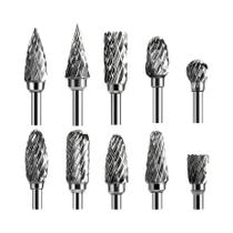 Conjunto De 10 Brocas De Carboneto Com Haste De 1/8" Compatível Com Ferramenta Rotativa Dremel Para