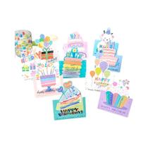 Conjunto De 10 Cartões De Aniversário 3D Em Estilo Cartoon Com Mensagem Simples Escrita À Mão