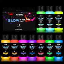 Conjunto de 10 cores brilhantes Glow in The Dark Paint ARTME 60mL Conjunto de 10 cores brilhantes Glow in The Dark Paint ARTME 60mL