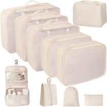 Conjunto de 10 Cubos de Embalagem para Viagem - Cor Bege