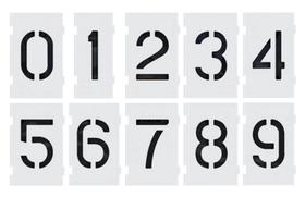Conjunto de 10 estênceis numéricos para pavimento Deezio de 6" Conjunto de 10 estênceis numéricos para pavimento Deezio de 6"
