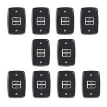 Conjunto de 10 Interruptores 2 Teclas Simples 4x2 Pluzie Preto Conjunto de 10 Interruptores 2 Teclas Simples 4x2 Pluzie Preto