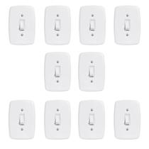 Conjunto de 10 Interruptores de 1 Tecla Simples com Placa 4x2