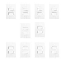 Conjunto de 10 Interruptores de 2 Teclas Simples com Placa 4x2