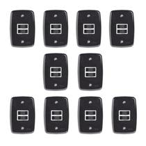 Conjunto de 10 Interruptores de 2 Teclas Simples com Placa 4x2