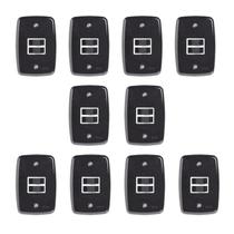 Conjunto de 10 Interruptores de 2 Teclas Simples com Placa 4x2