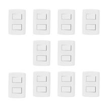 Conjunto de 10 Interruptores de 2 Teclas Simples, Modular, com Placa 4x2 e Suporte