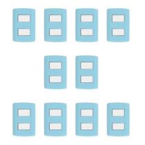 Conjunto de 10 Interruptores de 2 Teclas Simples, Modular, com Placa 4x2 e Suporte