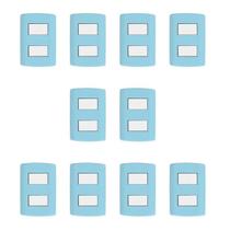 Conjunto de 10 Interruptores de 2 Teclas Simples, Modular, com Placa 4x2 e Suporte
