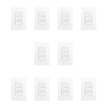 Conjunto de 10 Interruptores de 3 Teclas Simples com Placa 4x2