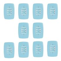 Conjunto de 10 Interruptores de 3 Teclas Simples com Placa 4x2