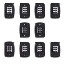 Conjunto de 10 Interruptores de 3 Teclas Simples com Placa 4x2 Conjunto de 10 Interruptores de 3 Teclas Simples com Placa 4x2