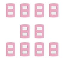 Conjunto de 10 Interruptores Simples 2 Teclas Pluzie Modular 4x2 Rosa Branco Conjunto de 10 Interruptores Simples 2 Teclas Pluzie Modular 4x2 Rosa Branco