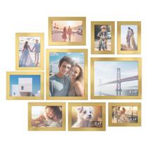 Conjunto de 10 Molduras de Fotos SONGMICS com Vidro Dourado Pálido