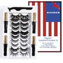 Conjunto de 10 pares de cílios magnéticos DAODER com delineador e aplicador Conjunto de 10 pares de cílios magnéticos DAODER com delineador e aplicador