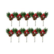 Conjunto De 10 Peças De Decoração De Natal Com Frutas Vermelhas E Pinhas Falsas Para DIY, Guirlandas