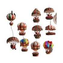 Conjunto De 10 Peças De Enfeites De Madeira De Papai Noel Com Paraquedas Para Decoração De Casa E
