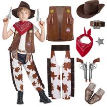 Conjunto de 10 peças de fantasia de cowboy infantil IKALI com chapéu e colete
