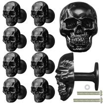 Conjunto de 10 peças de liga preta Skull Drawer Knobs Sanyeyufeng