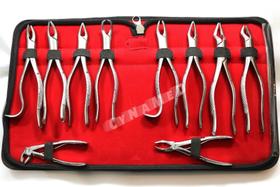 Conjunto de 10 Pinças de Extração Dental Cynamed em Aço Inoxidável Alemão Conjunto de 10 Pinças de Extração Dental Cynamed em Aço Inoxidável Alemão