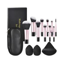 Conjunto De 10 Pincéis De Maquiagem Mini Portátil Para Viagem Kit De Ferramentas Profissional Puff