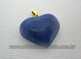 Conjunto de 10 Pingentes de Coração em Quartzo Azul Natural com Pino Flash Dourado
