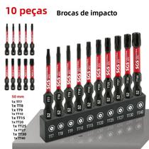 Conjunto De 10 Pontas Magnéticas Torx Resistentes À Corrosão Em Aço S2 Com Base Preta E Haste De 1/4 Conjunto De 10 Pontas Magnéticas Torx Resistentes À Corrosão Em Aço S2 Com Base Preta E Haste De 1/4
