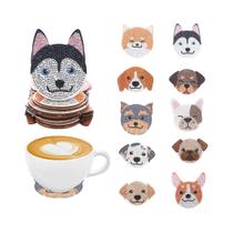 Conjunto De 10 Porta-Copos De Pintura Com Diamantes DIY Com Imagens De Animais, Madeira