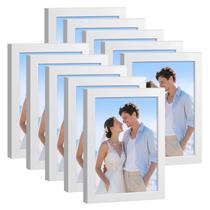 Conjunto de 10 porta-retratos HappyHapi brancos 4x6 com tapete 3,5x5 Conjunto de 10 porta-retratos HappyHapi brancos 4x6 com tapete 3,5x5