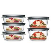 Conjunto de 10 Recipientes de Armazenamento de Alimentos Rubbermaid Premier - Cinza