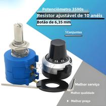 Conjunto de 10 Resistores de Potenciômetro Ajustável Multivoltas - 635mm, Botão Dial 3590s - Alta Precisão