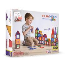 Conjunto de 100 Blocos de Construção Magnéticos Playmags Conjunto de 100 Blocos de Construção Magnéticos Playmags