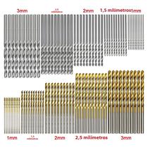 Conjunto de 100 Brocas Banhadas a Titânio (1-3mm) - Para Madeira e Uso com Furadeiras Elétricas
