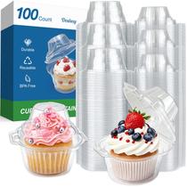 Conjunto de 100 Potes Transparentes Herméticos para Cupcakes Dealusy