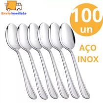 Conjunto de 100 Unidades Colher de Mesa GRANDE Talher 100% Aço Inox Sopa Arroz Para Casa Cozinha Bar
