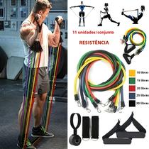 Conjunto de 11 Faixas de Resistência Portáteis com Tiras de Tornozelo e Expansor de Peito Conjunto de 11 Faixas de Resistência Portáteis com Tiras de Tornozelo e Expansor de Peito
