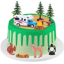 Conjunto de 11 peças com decoração temática de acampamento Cake Topper Yookeer