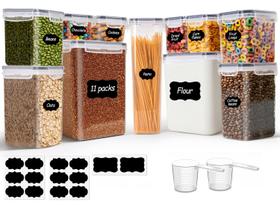 Conjunto de 11 Peças de Potes Plásticos Herméticos para Armazenamento de Alimentos ComSaf Conjunto de 11 Peças de Potes Plásticos Herméticos para Armazenamento de Alimentos ComSaf