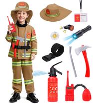 Conjunto de 11 peças de traje de bombeiro LOYO para crianças de 3 a 12 anos Conjunto de 11 peças de traje de bombeiro LOYO para crianças de 3 a 12 anos