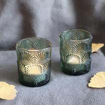 Conjunto de 12 castiçais votivos de vidro verde Woho de 6,4 x 5,3 cm