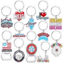 Conjunto de 12 Chaveiros Landial Tema Chicago com Abridor de Garrafas Conjunto de 12 Chaveiros Landial Tema Chicago com Abridor de Garrafas