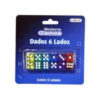 Conjunto De 12 Dados Coloridos 6 Lados Western Dad-12C