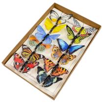 Conjunto de 12 decorações de festa de borboletas em 3D com penas artificiais Conjunto de 12 decorações de festa de borboletas em 3D com penas artificiais