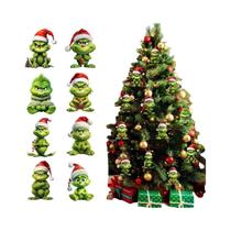 Conjunto De 12 Enfeites De Natal Verdes Em Acrílico E Madeira Para Decoração De Casa E Festas De