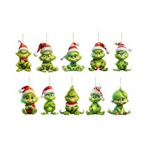 Conjunto De 12 Enfeites De Natal Verdes Em Acrílico E Madeira Para Decoração De Casa E Festas De Conjunto De 12 Enfeites De Natal Verdes Em Acrílico E Madeira Para Decoração De Casa E Festas De