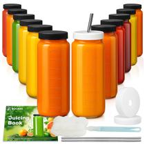 Conjunto de 12 Garrafas de Vidro para Suco Ruckae 473 ml com Tampas Conjunto de 12 Garrafas de Vidro para Suco Ruckae 473 ml com Tampas