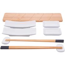 Conjunto de 12 Kits para Sushi 9 peças cada Bambu Cerâmica Nagoya para Servir Comida Japonesa